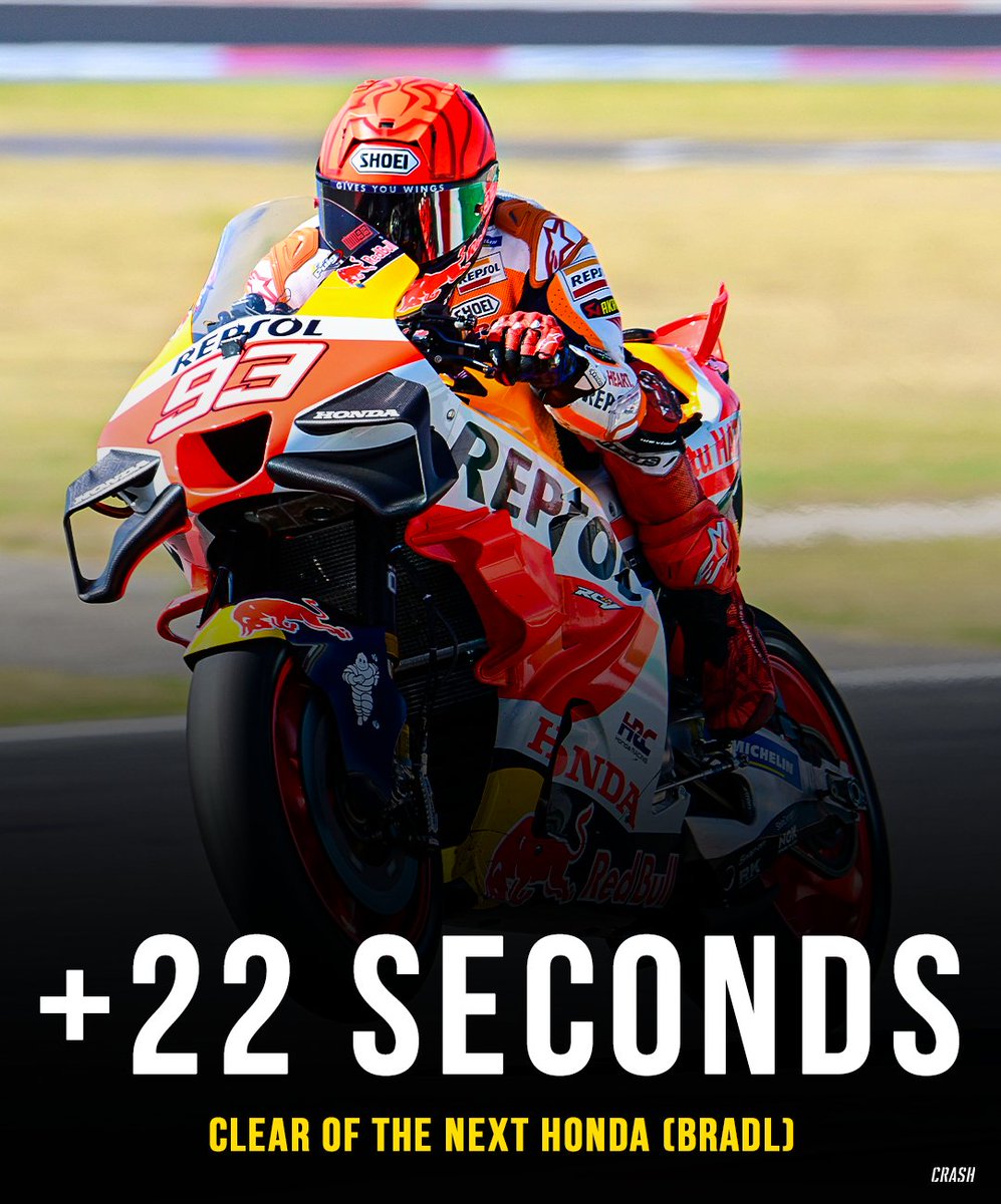 P7 for Marc Marquez & 22 seconds clear of the next Honda (Bradl P18) 😳

#MotoGP #SanMarinoGP