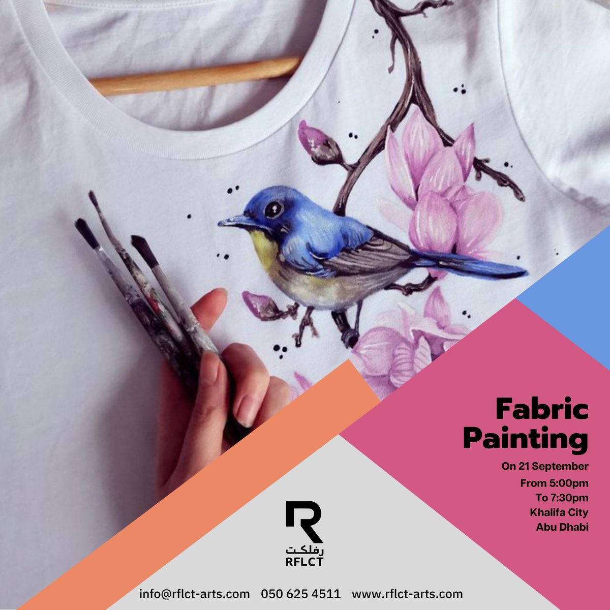 rflctarts's tweet photo. Registration is open for Fabric Painting Workshop for Adults

Workshop Price 350AED

Register here: https://t.co/Zz51nQNvZb

📞 Get in Touch: +971506254511

 #painting #art #artwork #paintingart #paintingstudio #paintingfun #paintingprocess #drawing #fabricaddict #fabricdesign https://t.co/lWSJvs2lbg