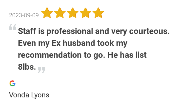 figureweightlos's tweet photo. New 5.0-star Review: "Staff is professional and very courteous. Even my Ex husband took my recommendation to go.... https://t.co/4lLKixtSKL