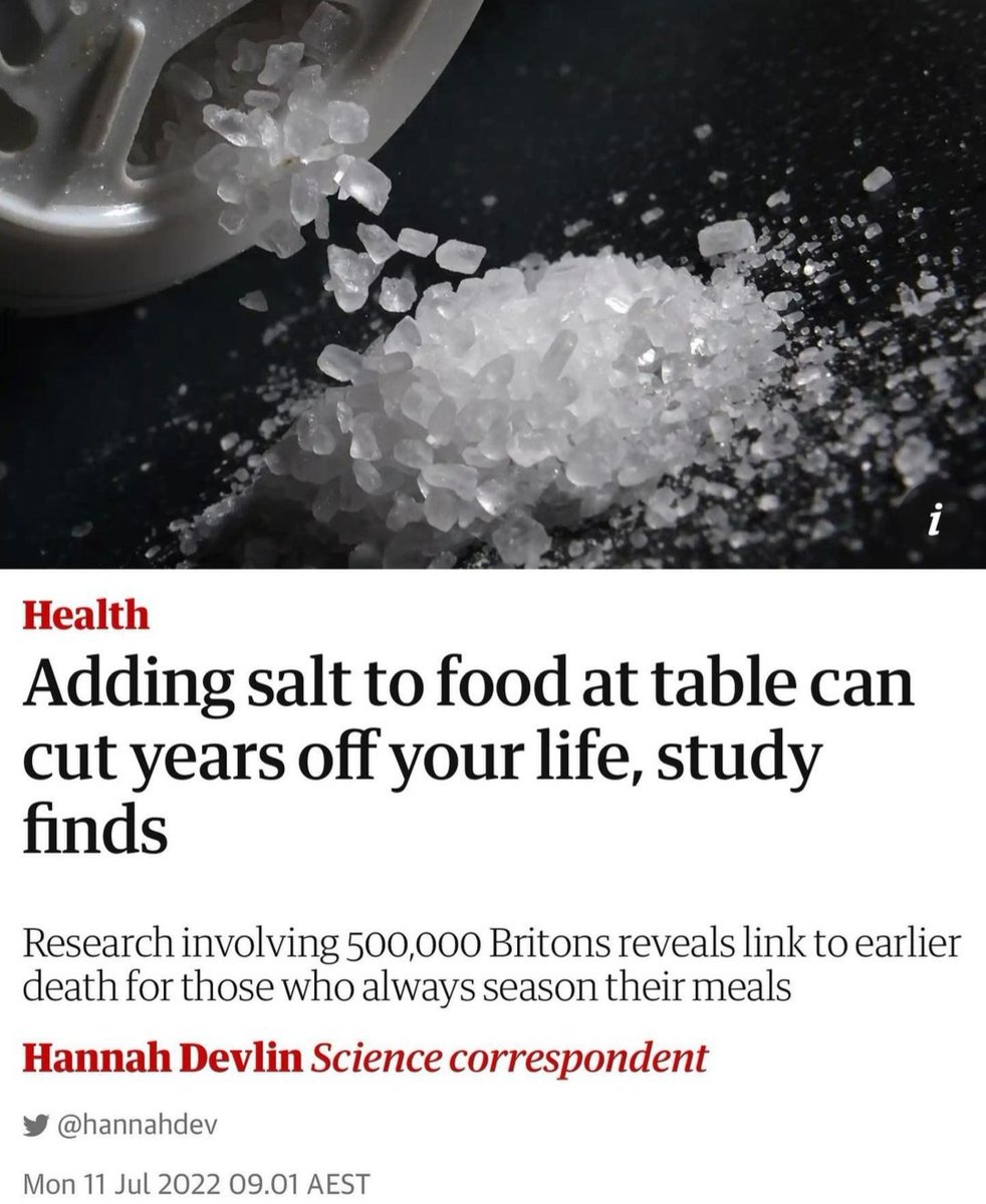 After the lipid hypothesis, salt being bad is the worst idea in the history of nutrition science.