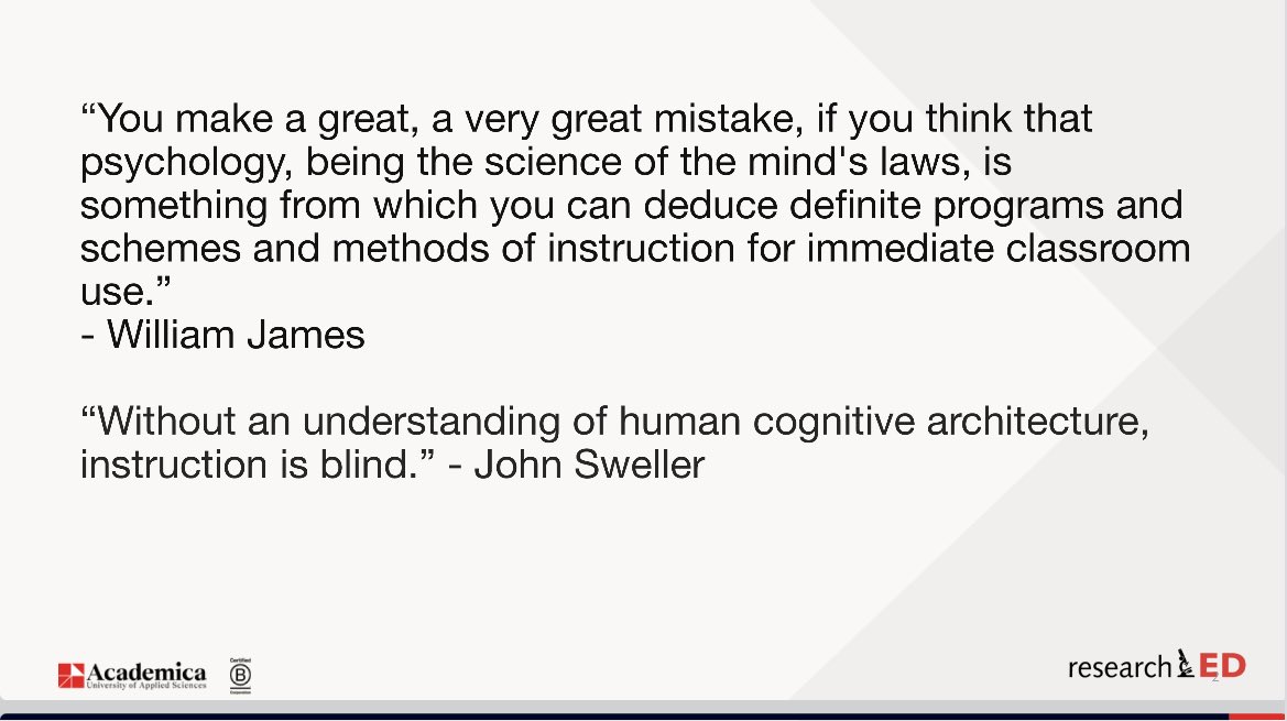 As far back as the 1890s William James cautioned against thinking you can apply the principles of psychology straight into the classroom. However, without an understanding of how the brain learns, planning instruction is suboptimal. I think these two positions encapsulate the…