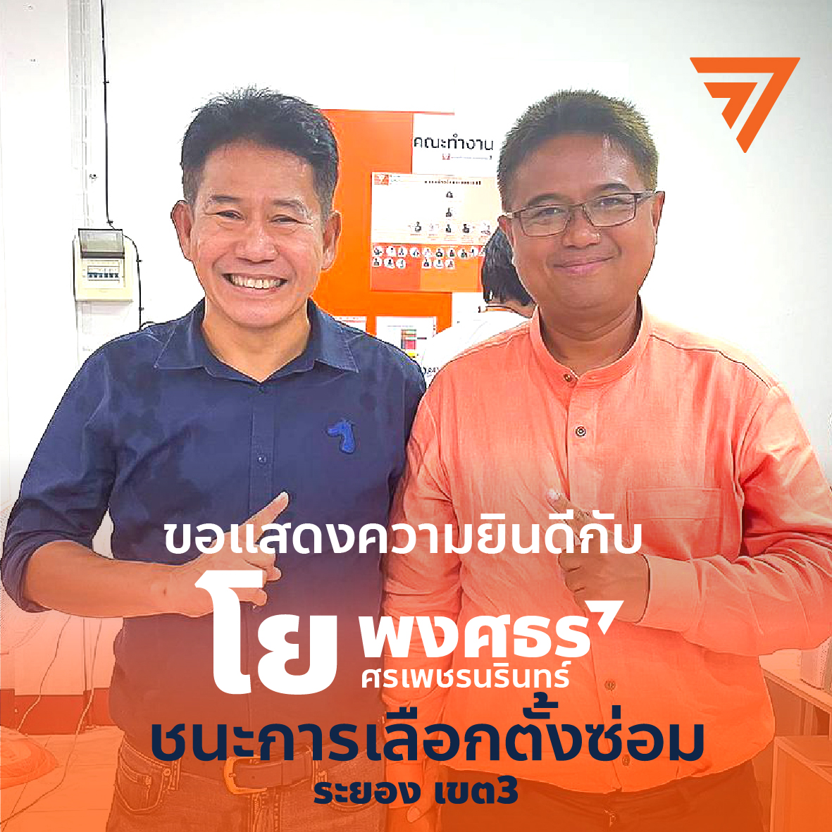 Teerajchai's tweet photo. ขอแสดงความยินดี
คุณโย พงศกร ศรเพชรนรินทร์
ผู้สมัครเลือกตั้งซ่อม ส.ส.ระยอง เขต3 พรรคก้าวไกล
ได้คะแนนอันดับ 1  ด้วยคะแนน 39,296 คะแนน
(ผลการนับคะแนนอย่างไม่เป็นทางการ)
#ก้าวไกลระยอง #เลือกตั้งซ่อมระยอง #พรรคก้าวไกล #ก้าวไกลชนะขาด https://t.co/K63JAp4gQx