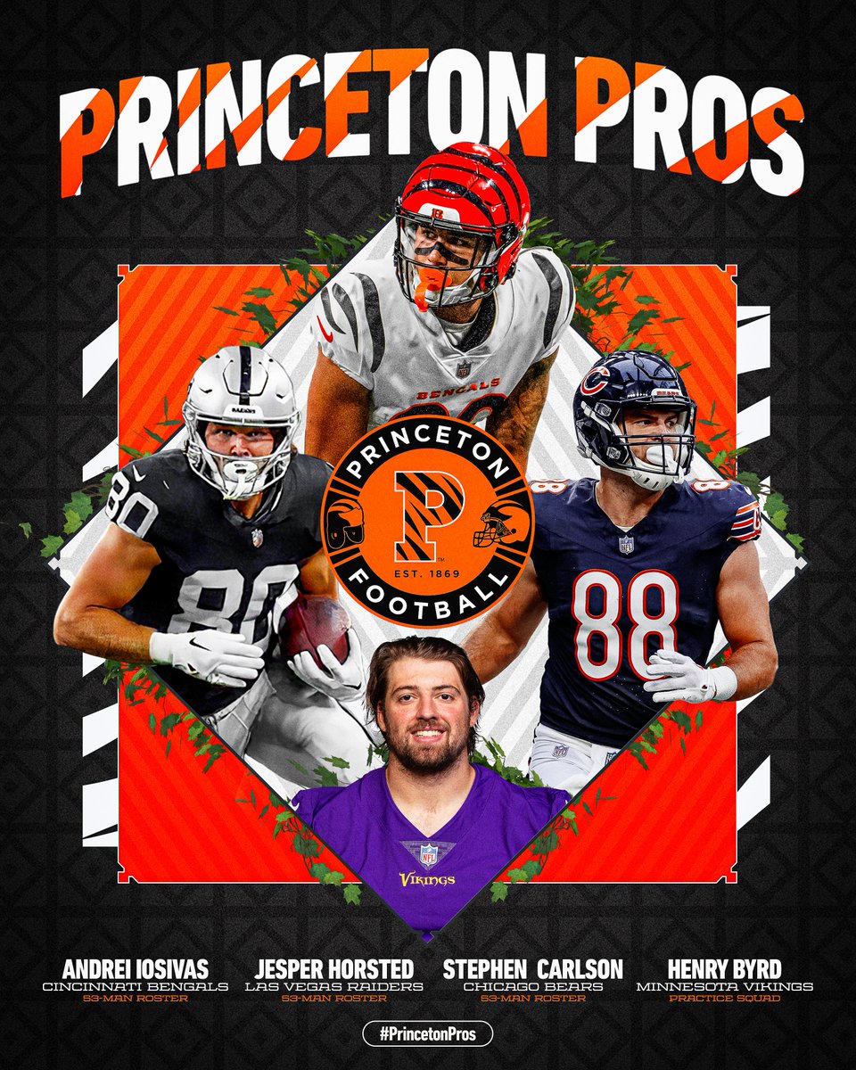 Princeton Football (@princetonftbl) on Twitter photo Best of luck to our NFL guys as Week 1 gets in full swing today!
<a href="/AndreiIosivas/">Andrei Iosivas</a> | <a href="/JHorsted/">Jesper Horsted</a> | <a href="/Steve_OCarlson/">Steve Carlson</a> | <a href="/Henbyrd/">Hank Byrd</a>
#JUICEππ₯€ | #PrincetonPros Best of luck to our NFL guys as Week 1 gets in full swing today!
<a href="/AndreiIosivas/">Andrei Iosivas</a> | <a href="/JHorsted/">Jesper Horsted</a> | <a href="/Steve_OCarlson/">Steve Carlson</a> | <a href="/Henbyrd/">Hank Byrd</a>
#JUICEππ₯€ | #PrincetonPros