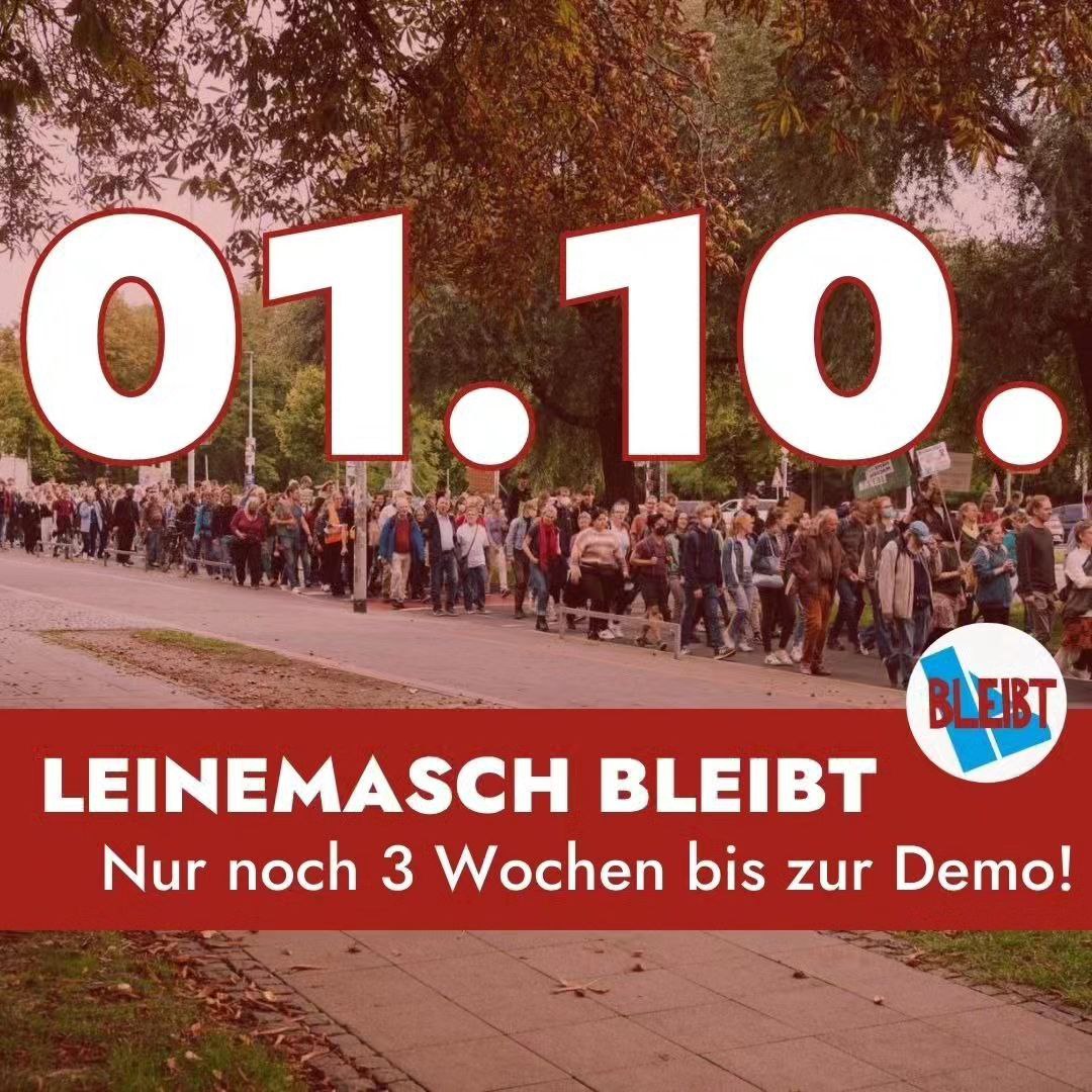 📣 💙  NOCH DREI WOCHEN BIS ZUR GROSSDEMO

Die wichtigsten Infos, die es bis jetzt schon gibt, findet ihr auf dem zweiten Slide:

ℹ️ Start: 13 Uhr, Döhrener Turm

🚴 Fahrradzubringer: ab 12:15 am Platz der Göttinger Sieben