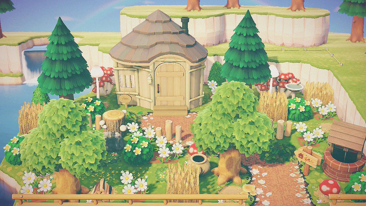 A natural, mushroomy front yard for Shari 🍄🌲☁️

#AnimalCrossingNewHorizons #ACNH #AnimalCrossing #AnimalCrossingDesigns