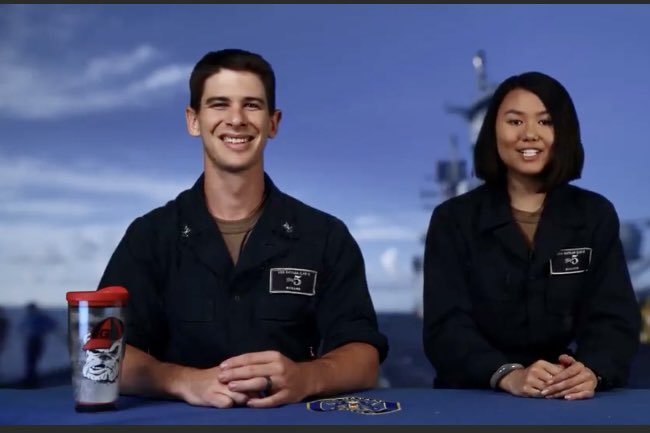RickardJen's tweet photo. @jeffdantzlertv shout out to our favorite sailor, representing the Dawgs in the US Navy, Bradley Rickard!  #dawgtalk https://t.co/sYgZBnvK7o