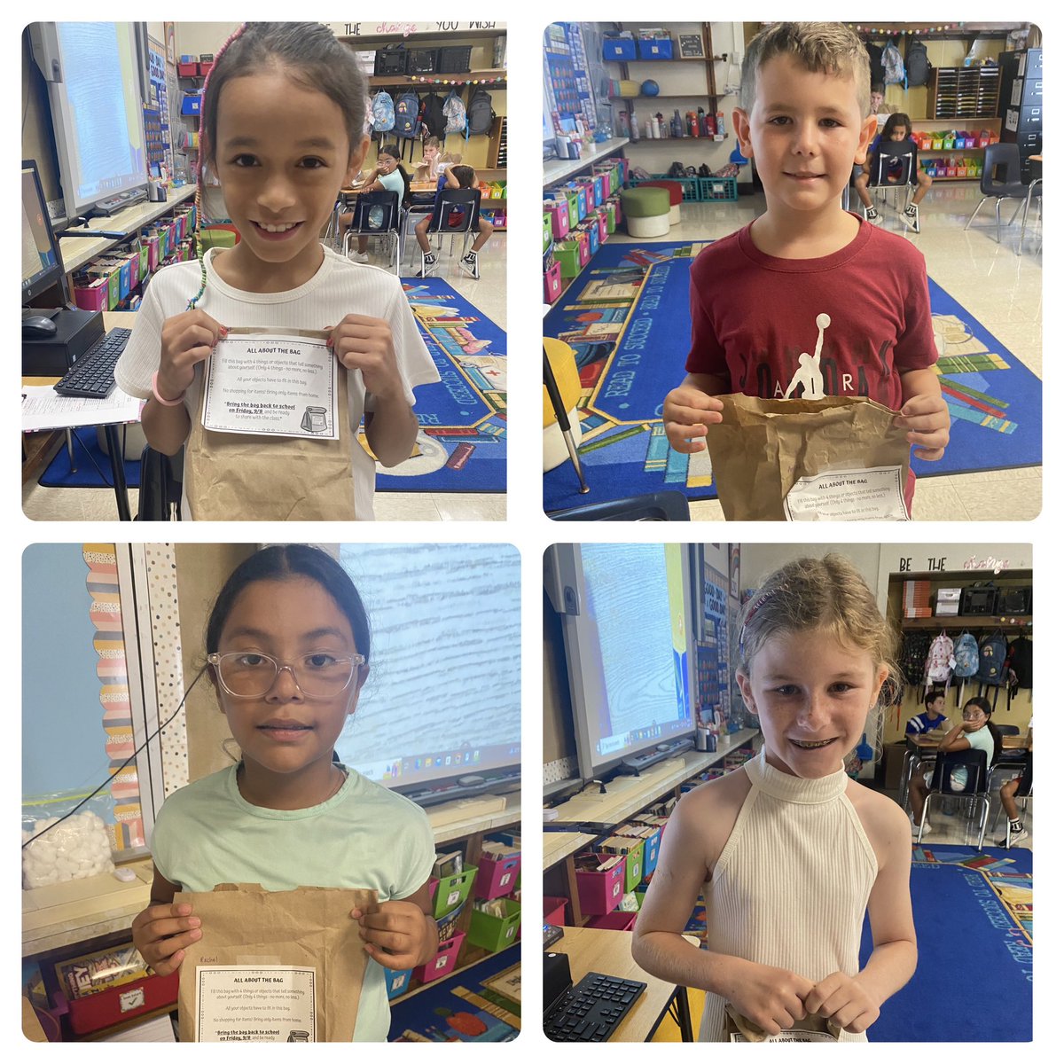 MsPatronaggio's tweet photo. First week back means getting to know one another! 🙋🏽💁🏻‍♀️ Students presented and shared four objects within their bags that best represent them and why. We can already tell this is going to be a special bunch. ⭐️ ⭐️ @jslearning @24Kath @CZawatson #ProudtobeLB https://t.co/Om3zoUqozO