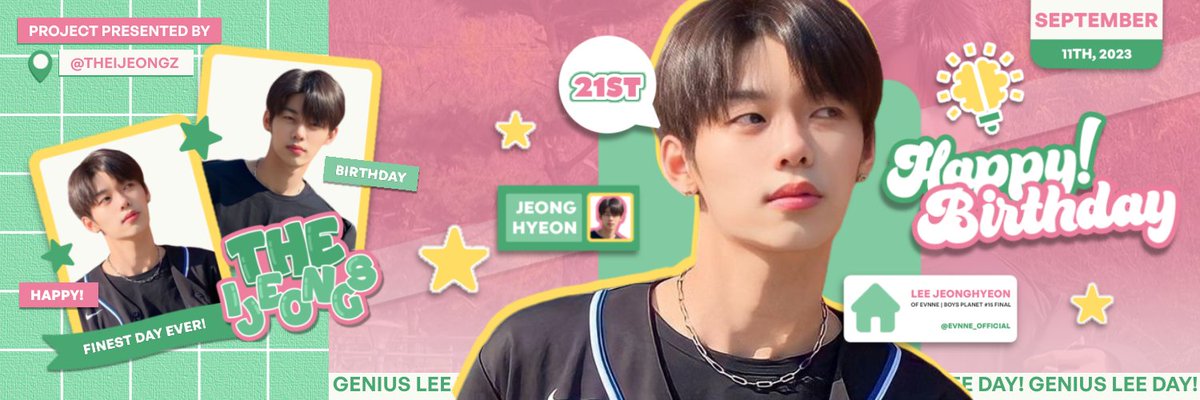 theijeongz's tweet photo. On the much awaited day, may the universe overflow with happiness, replacing all sorrow with the brilliance of JEONGHYEON's birthday. Show your enthusiasm and your readiness to join in on the enjoyment by using a twibbon.
1️⃣ https://t.co/CO1qsCxlKQ
2️⃣ https://t.co/sFyawlhB9g https://t.co/OmarBuWTt0