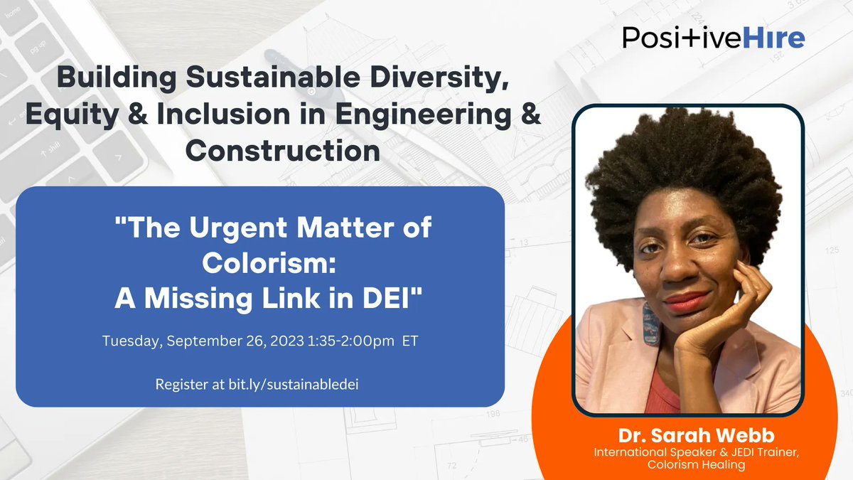 PositiveHireCo's tweet image. Dr. Sarah L. Webb takes the stage at #DiversityInEngineering to shed light on the urgent matter of colorism in DEI. Gain a cross-cultural perspective and explore its influence on workplace dynamics and business strategies.