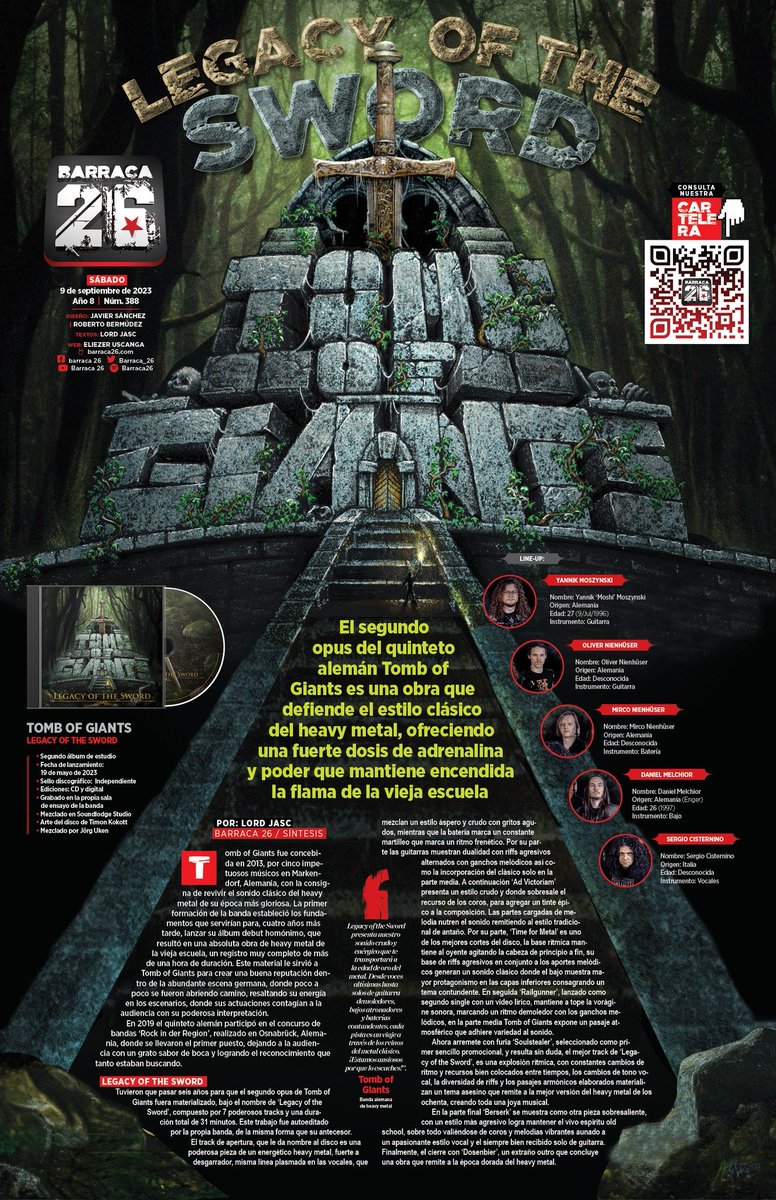 🆕𝕽𝖊𝖛𝖎𝖊𝖜
🔎 "... the best version of eighties 𝐇𝐞𝐚𝐯𝐲 𝐌𝐞𝐭𝐚𝐥 ... a musical gem ..."

⚔️ 𝐓𝐎𝐌𝐁 𝐎𝐅 𝐆𝐈𝐀𝐍𝐓𝐒 • <a href="/tombofgiants/">Tomb of Giants</a> 
𝐎𝐥𝐝 𝐒𝐜𝐡𝐨𝐨𝐥 𝐇𝐞𝐚𝐯𝐲 𝐌𝐞𝐭𝐚𝐥 • 🇩🇪 • 𝕰𝖘𝖙. 2013

MUCHAS GRACIAS <a href="/Barraca_26/">Barraca 26</a> !
#review #heavymetal #metalmessage #PR