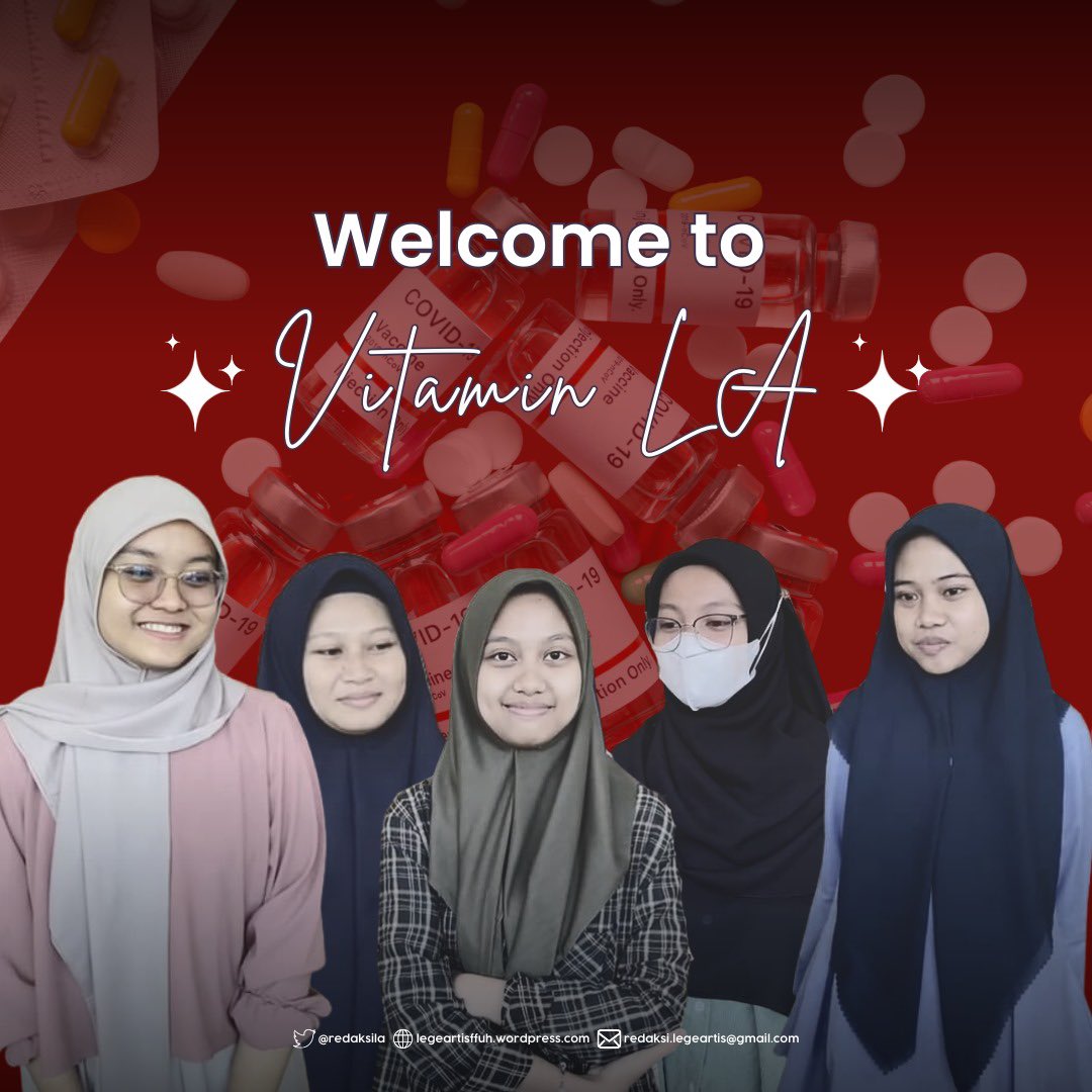 redaksila's tweet photo. Welcome to Vitamin LA✨
Kami hadir untuk memberikan hiburan yang informatif bagi sobat LA yang sedang menjalani sibuknya perkuliahan
Semoga kalian merasa senang dan terhibur🤩✨
#vitaminLA
#obat
#mengenalobat
#farmasis https://t.co/qfbmyvnd2H