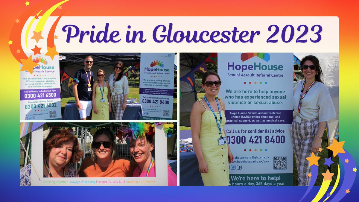 Our Partnership and Inclusion and @HopeHouseSARC and Sexual Health teams enjoyed a glorious day at @prideinglos on Saturday - a truly fantastic day was had by all. Thanks to everybody who came to say hello and find out more about the services we offer. hopehouse.nhs.uk