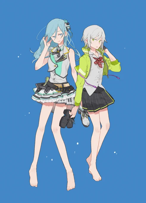 日野森姉妹青色絵具。 #prsk_FA