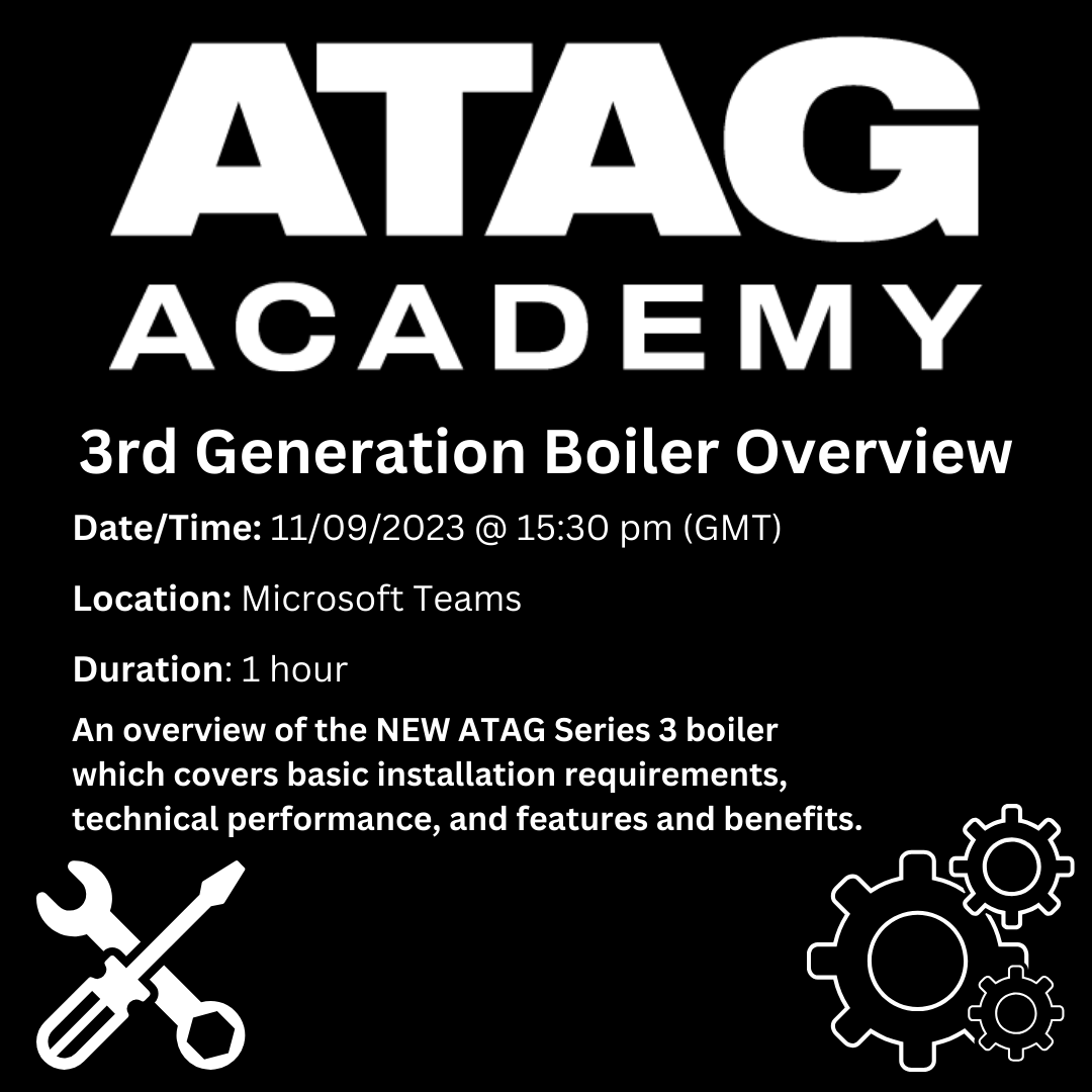 Join us at the ATAG Academy on the 11/9/23 for a live session with our in-house Technical Team! Discover everything you need to know about our Generation 3 boiler 🔥

Register here ➡️hubs.li/Q021B9Vc0

#ATAG #addATAG #18yearwarranty #ATAGAcademy