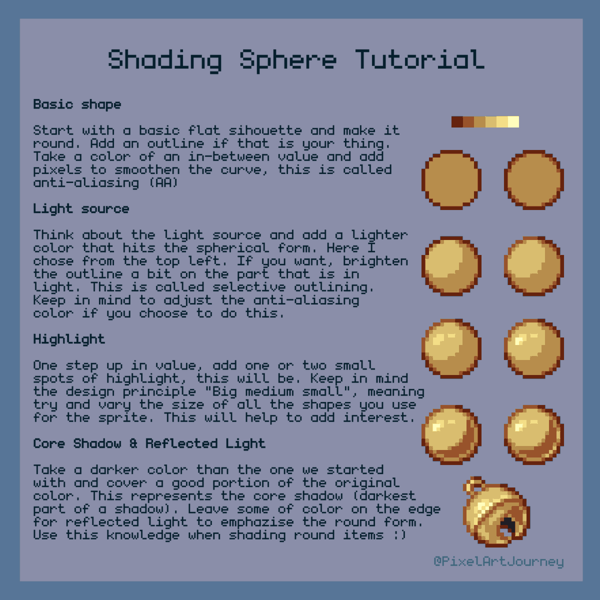 Reposting some older #pixelart  tutorials. Two about colors, two about shading simpler forms. Have a great Sunday 💕