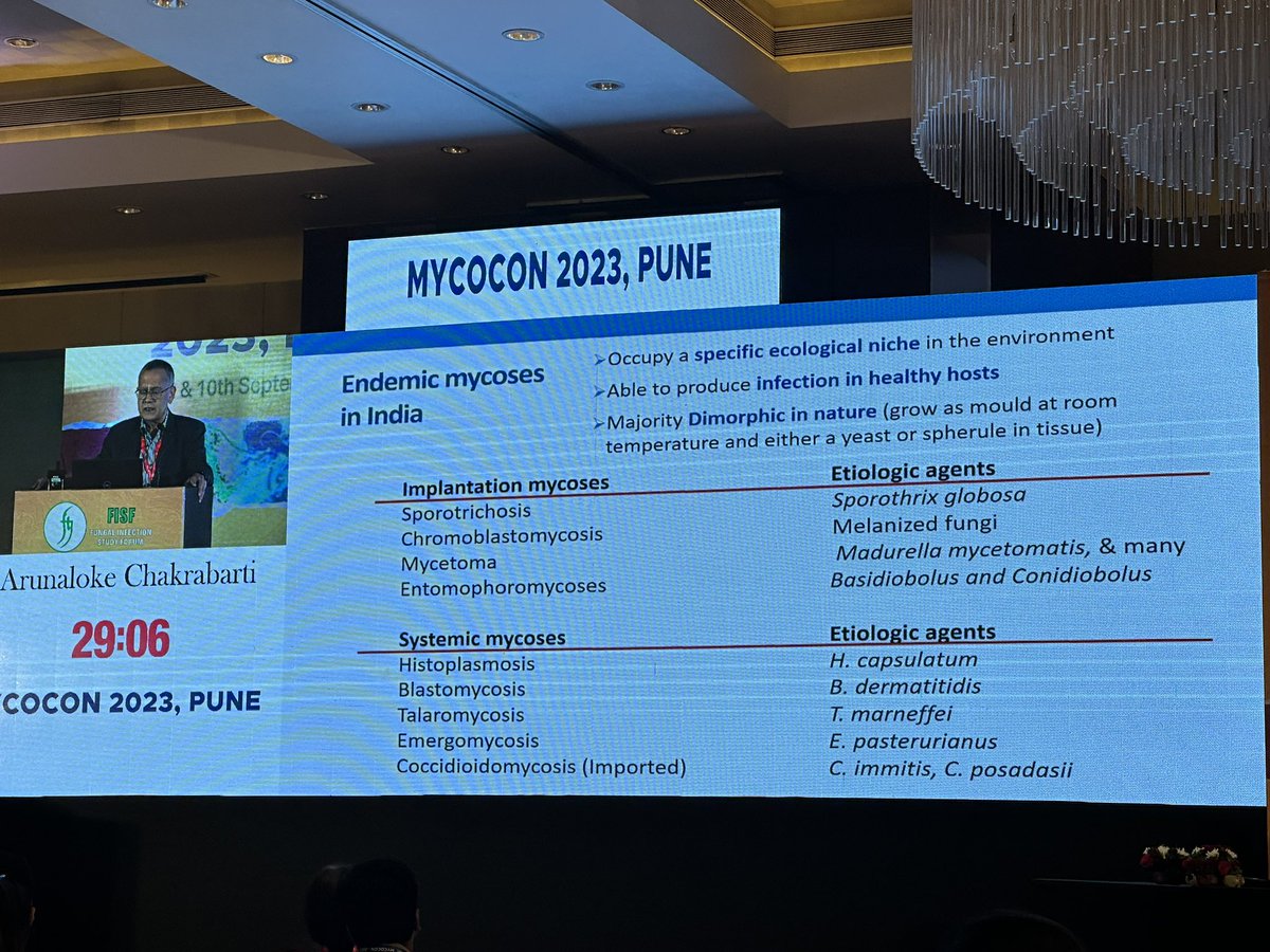 Prof <a href="/arunaloke2/">Arunaloke Chakrabart</a> delivering an extensive and fascinating lecture on endemic mycoses at Mycocon 2023, Pune <a href="/FisfTrust/">FISF Trust</a> <a href="/ISHAM_Mycology/">ISHAM</a>