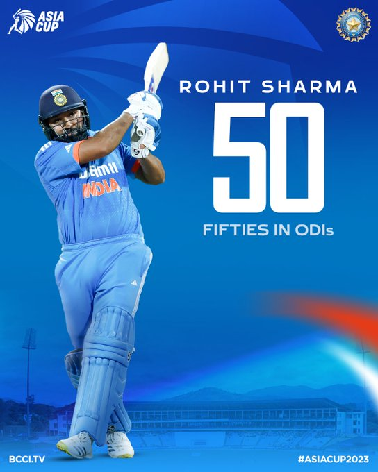 'Captain's class! 🇮🇳🏏 Rohit Sharma brings up his fifty in style, showing his masterful skills on the pitch. What a knock this has been! 👏💥 #RohitSharma #INDvsPAK #CricketGlory' #RohitSharma𓃵