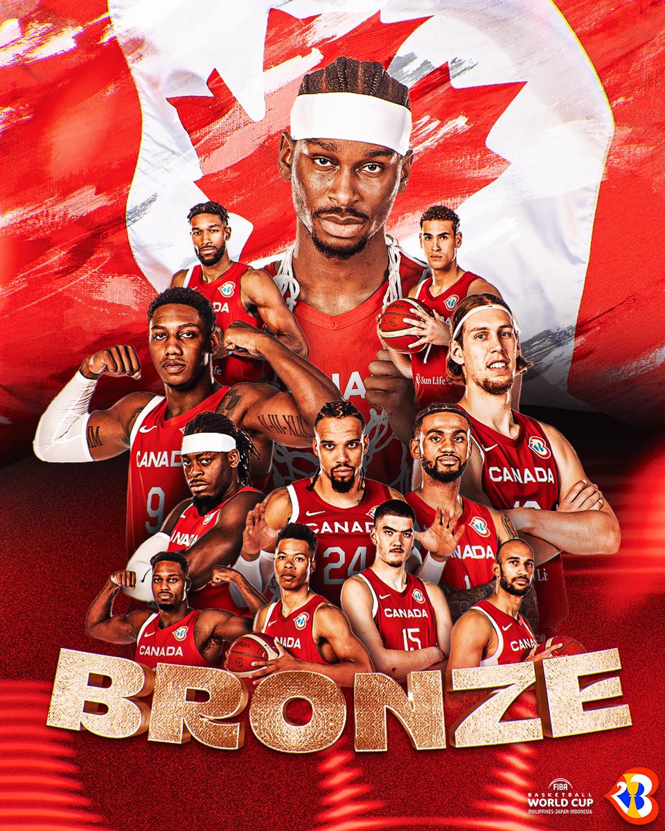 HISTORY WRITTEN. 🍁

🇨🇦 Canada win their first ever World Cup medal 🥉

#FIBAWC