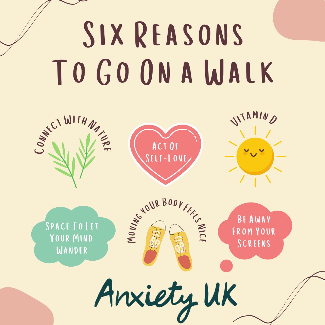 AnxietyUK's tweet photo. Stressed? Take some time to enjoy nature and get an #anxiety-busting boost with a Sunday afternoon walk. Not alone - share it with someone who is empathetic and understanding. #mentalhealth #selfcare https://t.co/lykeucWEEj