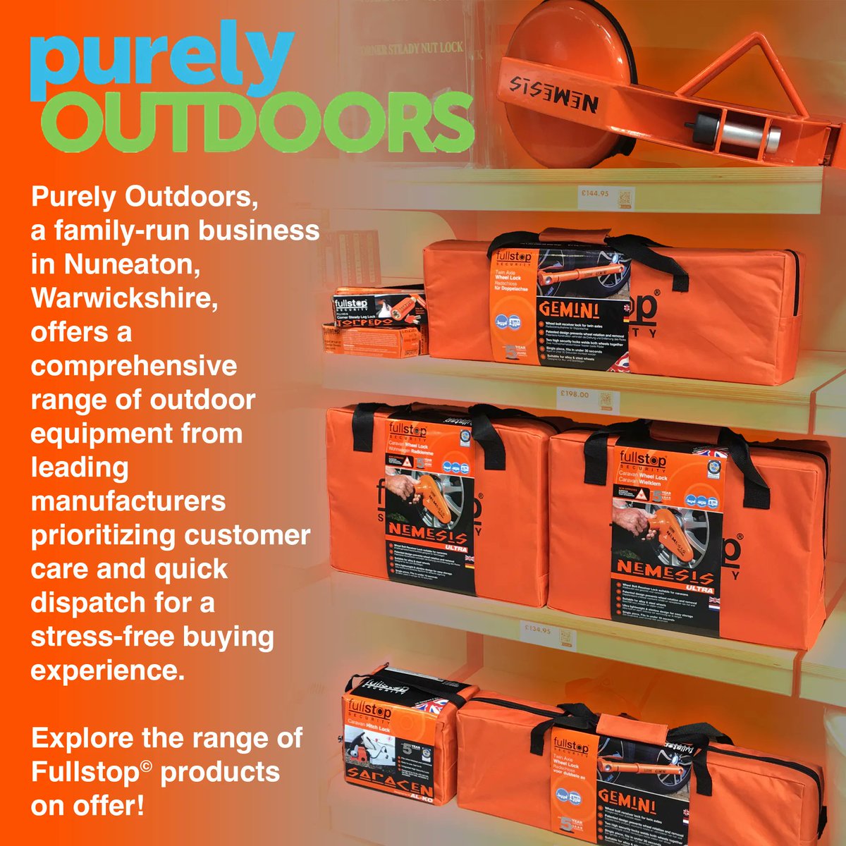 Here's an outrageously orange display at one of our brilliant stockists, pop along to @purelyoutdoors and see our product range for yourself!

#design #innovate #improve #productdesign #leisureaccessories