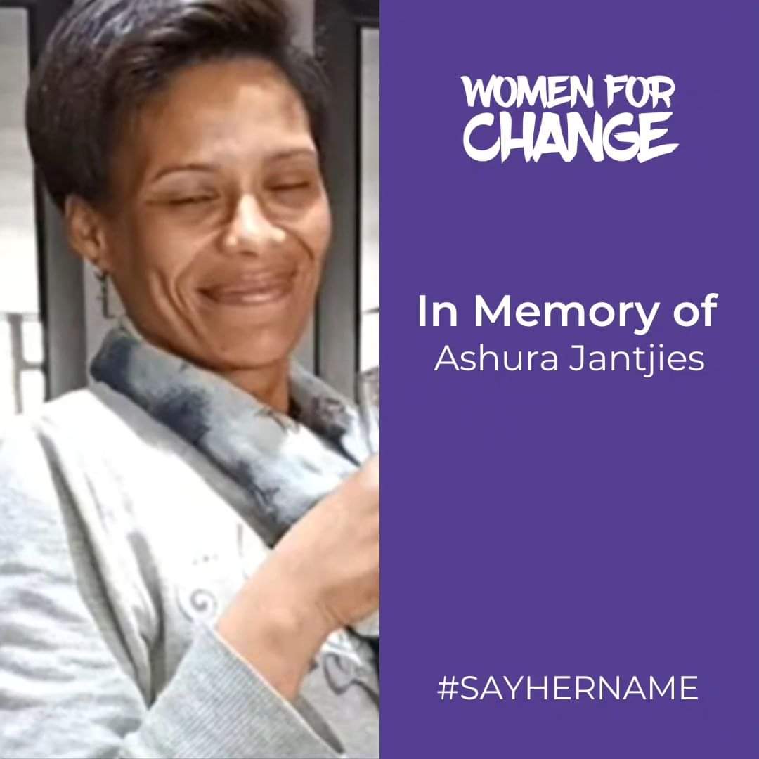 womenforchange5's tweet photo. Ashura Jantjies, 36, was killed in her home in Bonteheuwel on 13 August 2023. It is alleged that Ashura was shot to death by her boyfriend while sleeping. Police found her lifeless body in her bed, which sustained fatal injuries from gunshot wounds. https://t.co/OuyzeyhwFQ