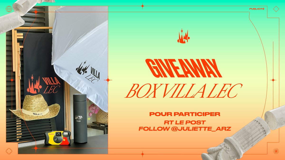 Juliette_arz's tweet photo. Tentez de remporter une box de goodies Villa LEC ! Pour participer  

🔁 RT le post 
 ✅Follow @juliette_arz
Tirage au sort ce soir à 19 heures #Publicité https://t.co/GHSvX9Mqx1