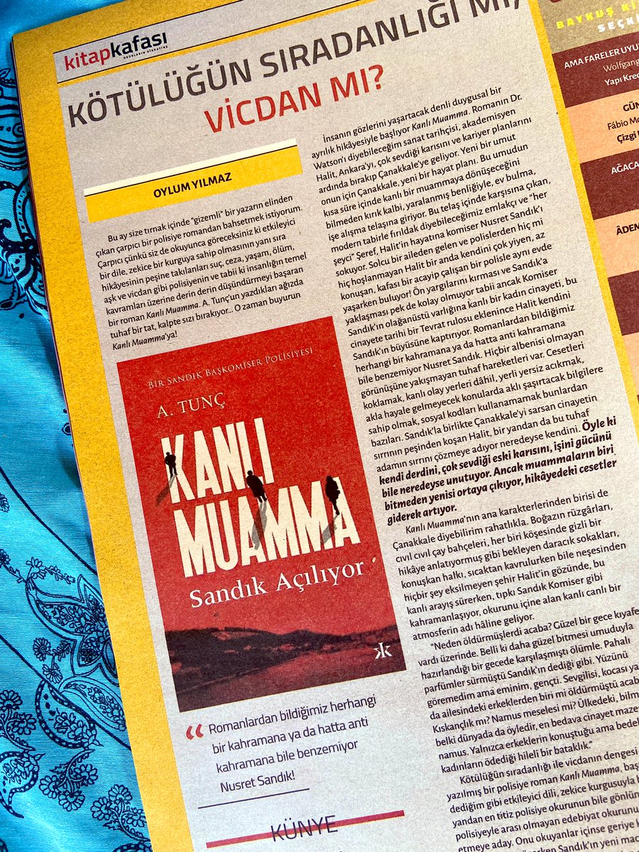 Kanlı Muamma bu ay <a href="/kafadergisi/">KAFA Dergisi</a> ‘nin kitap eki @kitapkafasi__ ‘na konuk olmuş. <a href="/OylumYilmaz/">Oylum Yılmaz</a> ‘ın kalemiyle Teşekkür ederim. Bu vesileyle serinin ikinci kitabı Kanlı Cemaat’in de yolda olduğunu duyurmak isterim.