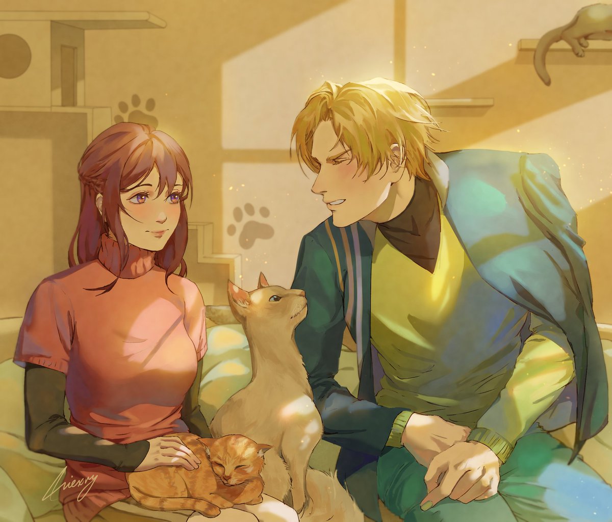 Art trade with @777xara 💛 Thank you so much for doing AT with me, I really loved painting this cute couple💞

#obeyme #digitalart