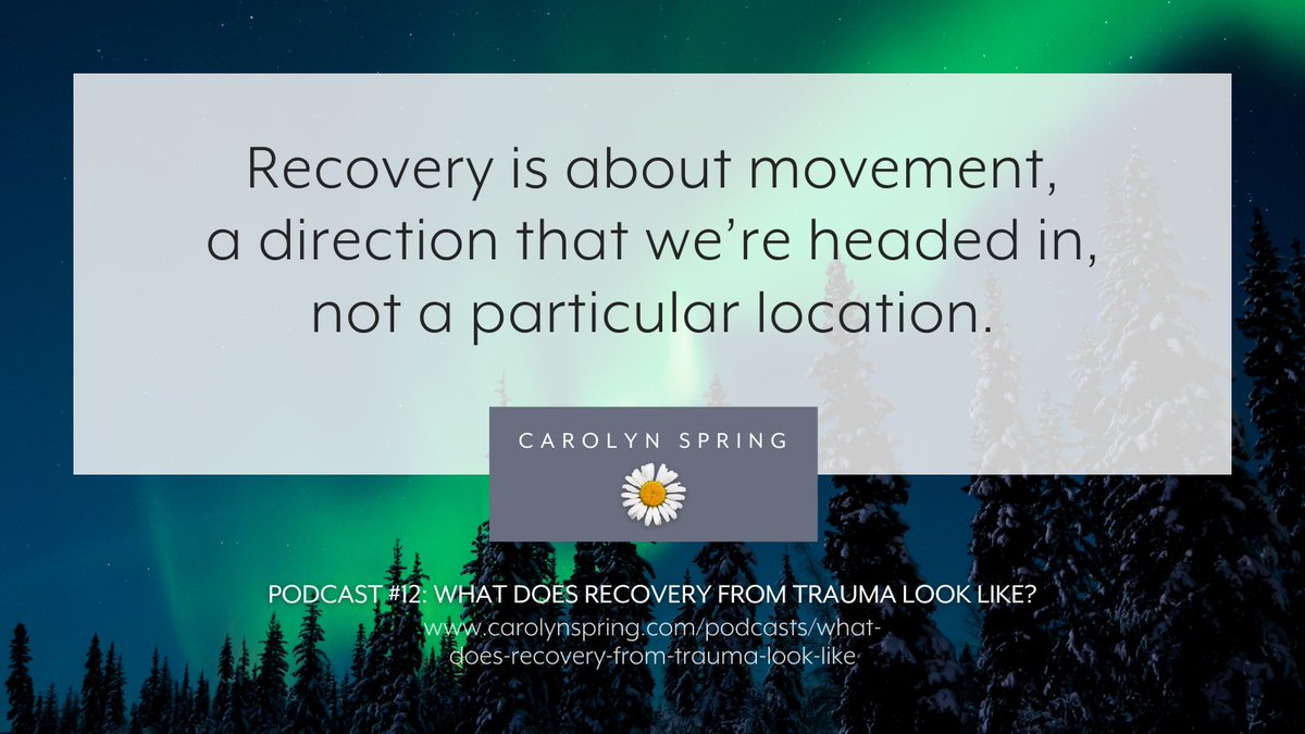 In my experience, recovery from complex #trauma isn't something that happens, and then it's done. It's something that we continually move towards. Listen to my podcast for a discussion of how difficult recovery is but how to pursue it: carolynspring.com/podcasts/what-…

#TherapistsConnect