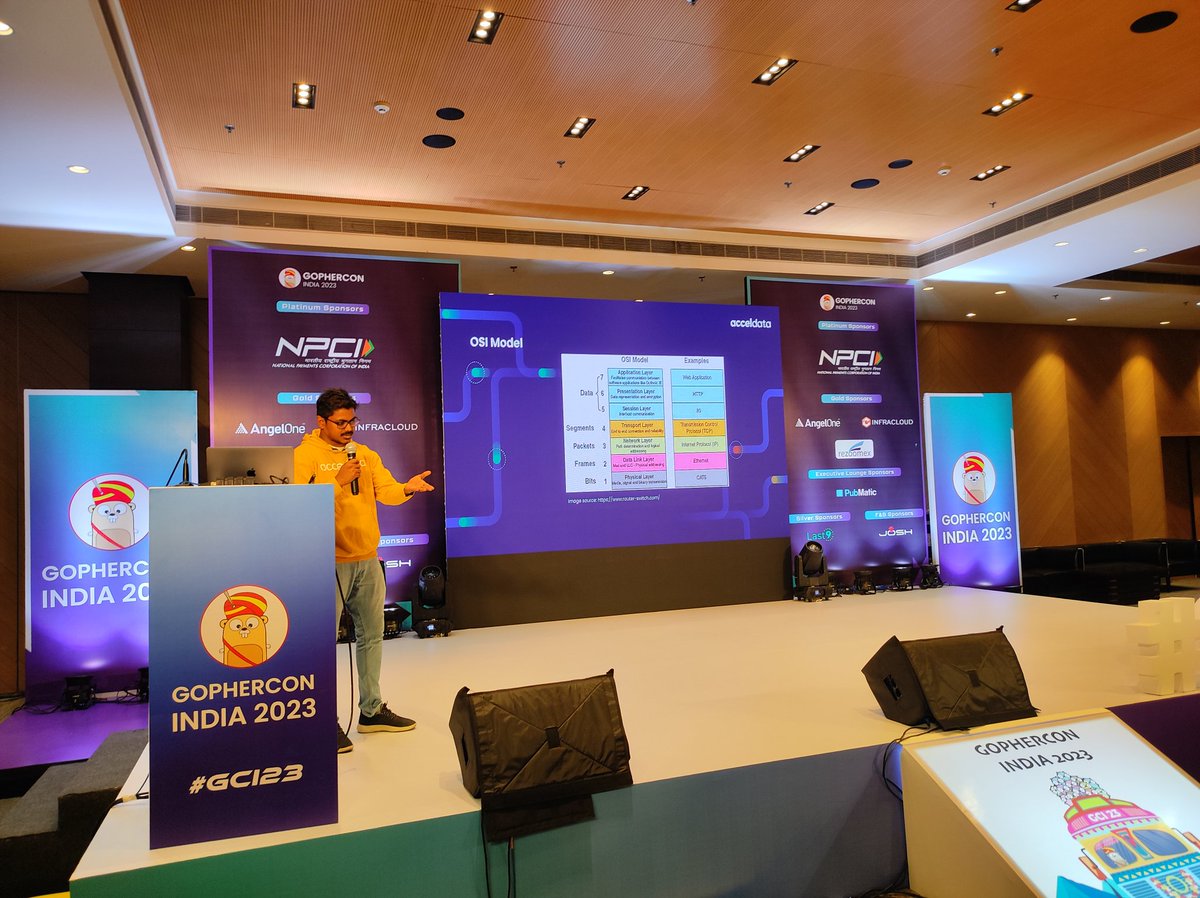 GopherConIndia's tweet image. #FlashTalks 

Here&apos;s Gowtham giving a flash talk on Basic Network Packet Decoding. 

#GCI23