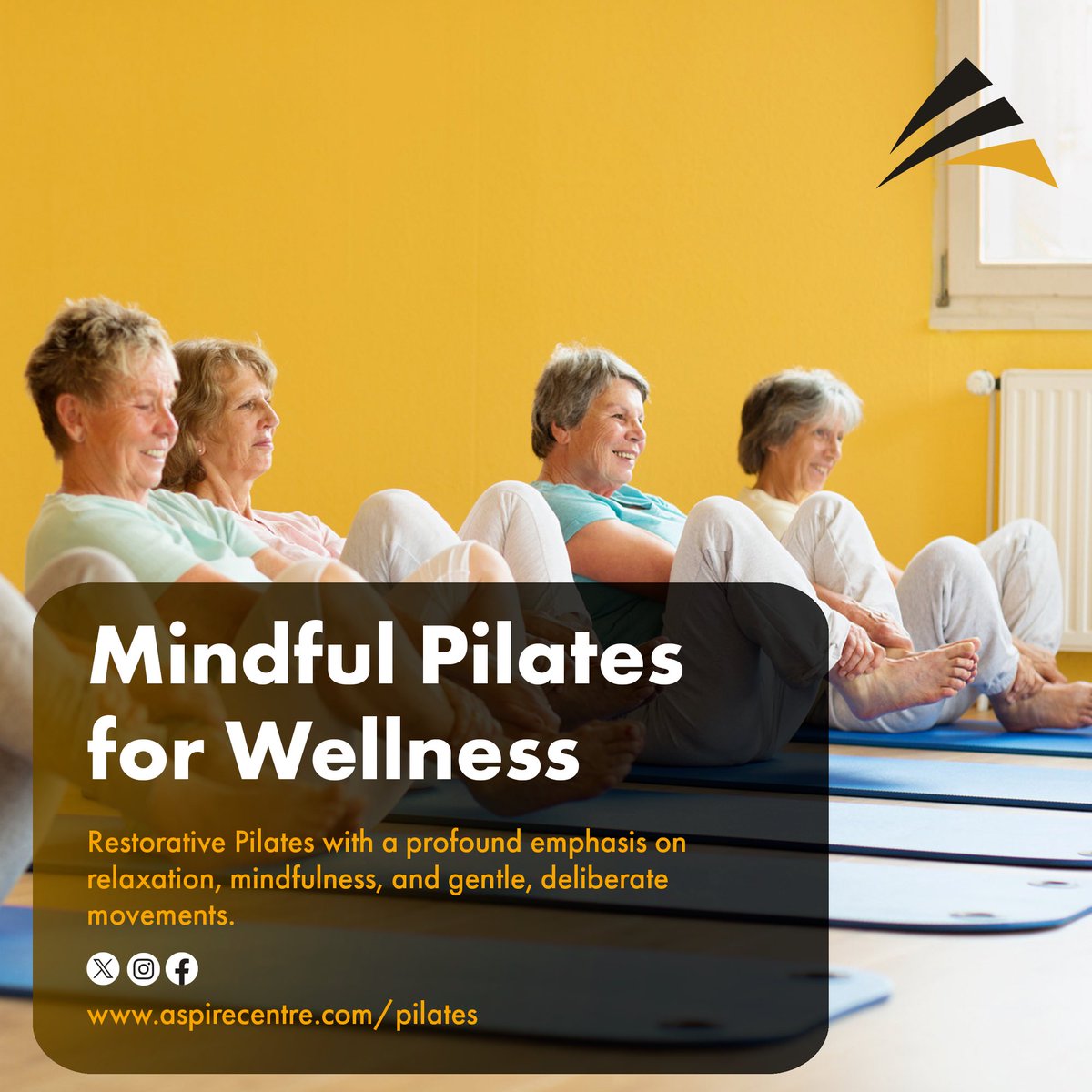 Ready to unwind and reset? Join us every Thursday at Aspire Centre for a dose of Restorative Pilates. 🧘‍♂️ 
aspirecentre.com/pilates 
#Pilates #Southfields