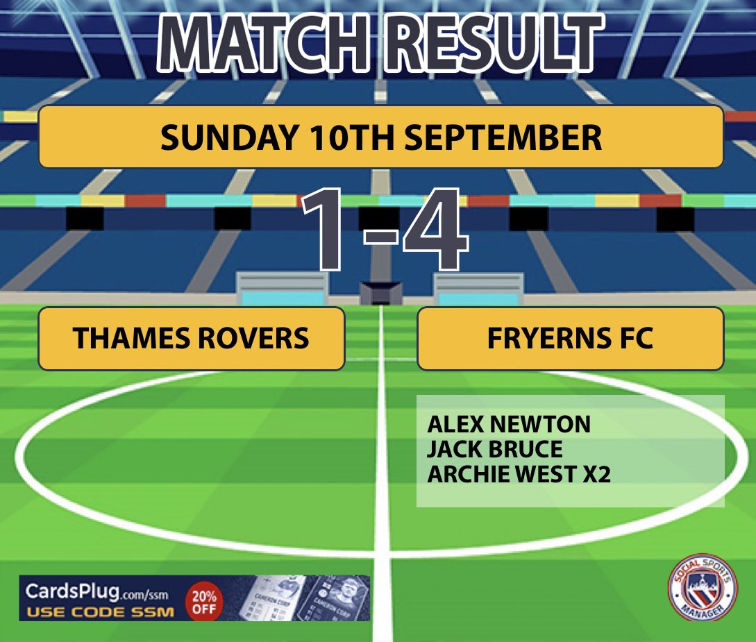 Tough conditions today but great response after going 1-0 down early &amp; dominated the second half to come away with all 3 points.
Great start to the season.
Good luck <a href="/ThamesRoversFC/">Thames Rovers FC</a> until we play next 👍