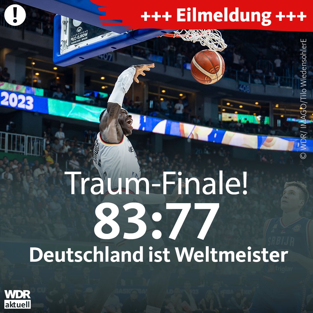 Deutschland schafft das #Basketball-Wunder: Das DBB-Team besiegt im Finale Serbien und ist erstmals Weltmeister. sportschau.de/basketball/wm-…