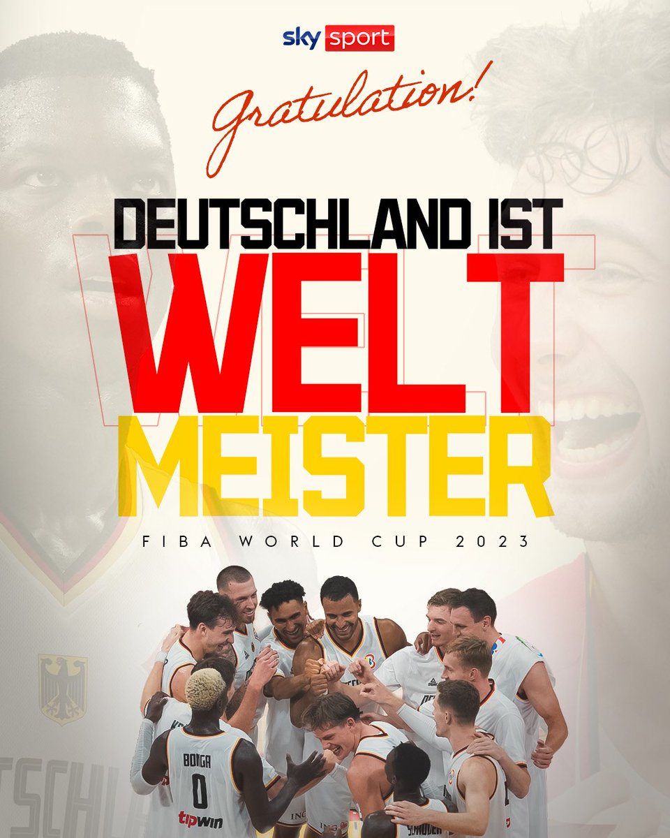 SkySportDE's tweet photo. WELTMEISTER - EINFACH NUR GEIL! 🇩🇪🏆 Deutschland krönt sich zum ersten Mal zum Basketball-Weltmeister und setzt sich in einem unfassbar spannenden Finale gegen die Serben durch! 🤩😍

#SkySport #FIBAWC #GERSRB https://t.co/txzeBB0WJE