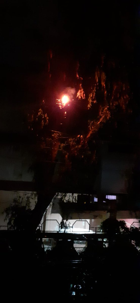 gulshan__gupta's tweet photo. I posted this 2 days back...the fallen tree has been taken care of ..thanks for it but the remaining tree is still in contact with  live wire and continous flames can be seen....are we waiting for a bigger disater to happen? @KESCoHQ @UPPCLLKO @UppclChairman @DMKanpur https://t.co/JPcGJNoVdd