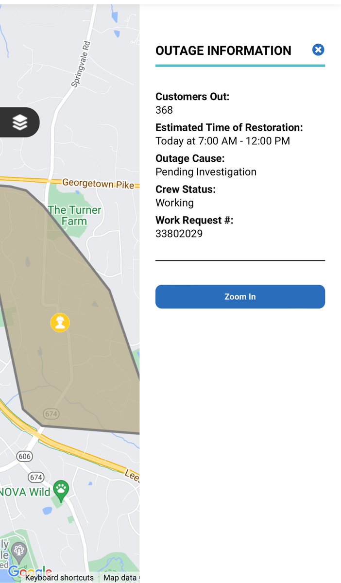 FoxvaleFarmHOA's tweet photo. Power outage that is affecting Foxvale Farm and come surrounding neighborhoods.  We’re trying to stay current on the status… https://t.co/EDGiyVojLf