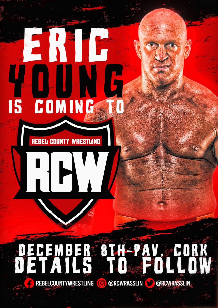 Two big announcements coming out of last nights event.

✌🏻November 4th we bring RCW to the Pav. 
Featuring <a href="/Robbie_X_/">Robbie X.</a> , <a href="/DaniLuna_pro/">Dani Luna</a> , the RCW tag champs The Bearded Beauties &amp; the RCW Champion <a href="/OwenYourDestiny/">Owen Richards 🖐</a> 

🔥Then on Dec 4th <a href="/TheEricYoung/">Eric Young</a> debuts in the Rebel County!!