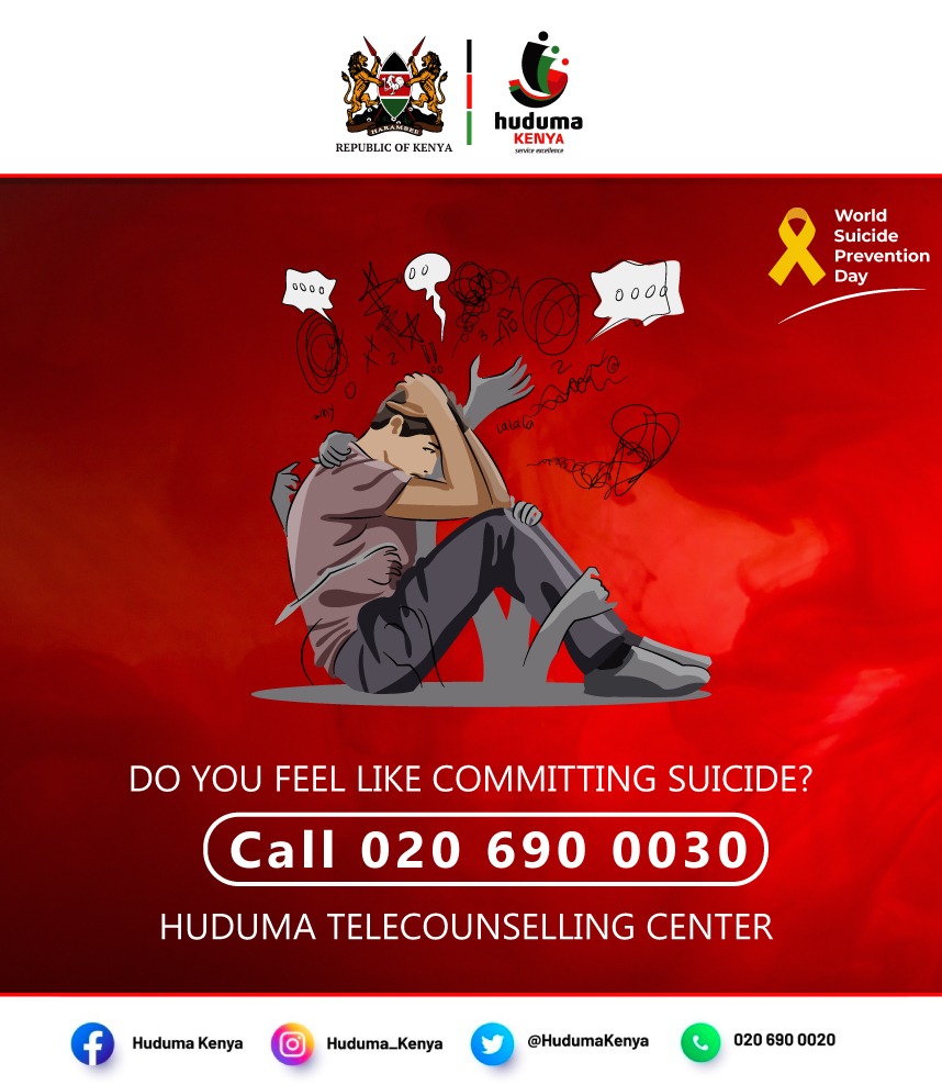 If you're experiencing thoughts of suicide, reach out to @HudumaKenya Telecounselling Center for support
 Call:📞 020-6900030

#WorldSuicidePreventionDay