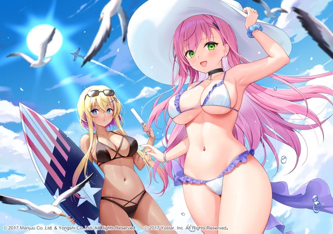 アズレン6周年おめでとうございます! 記念イラスト集にメンフィスandマーブルヘッド描かせていただきました! #アズールレーン #アズレン6周年