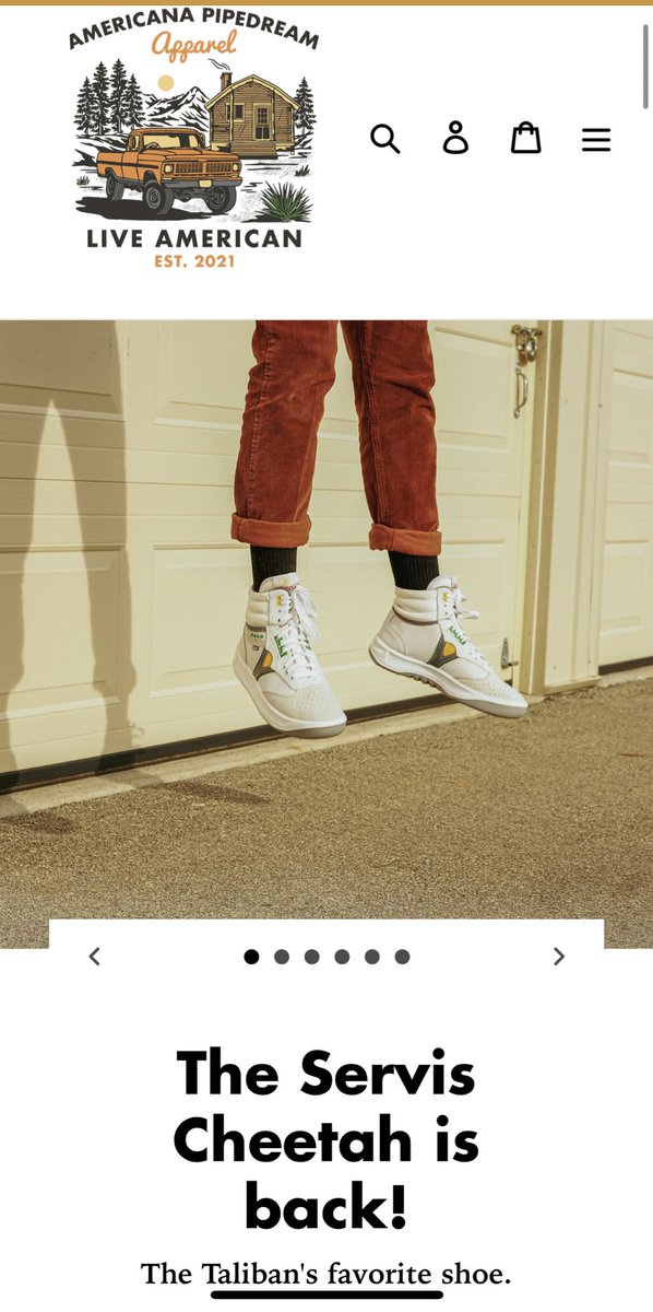 mirza9's tweet photo. There’s an American company selling Pakistani Servis Cheetah high tops advertised as “The Taliban’s favorite shoe” for $99. https://t.co/FzPbQlCKRt