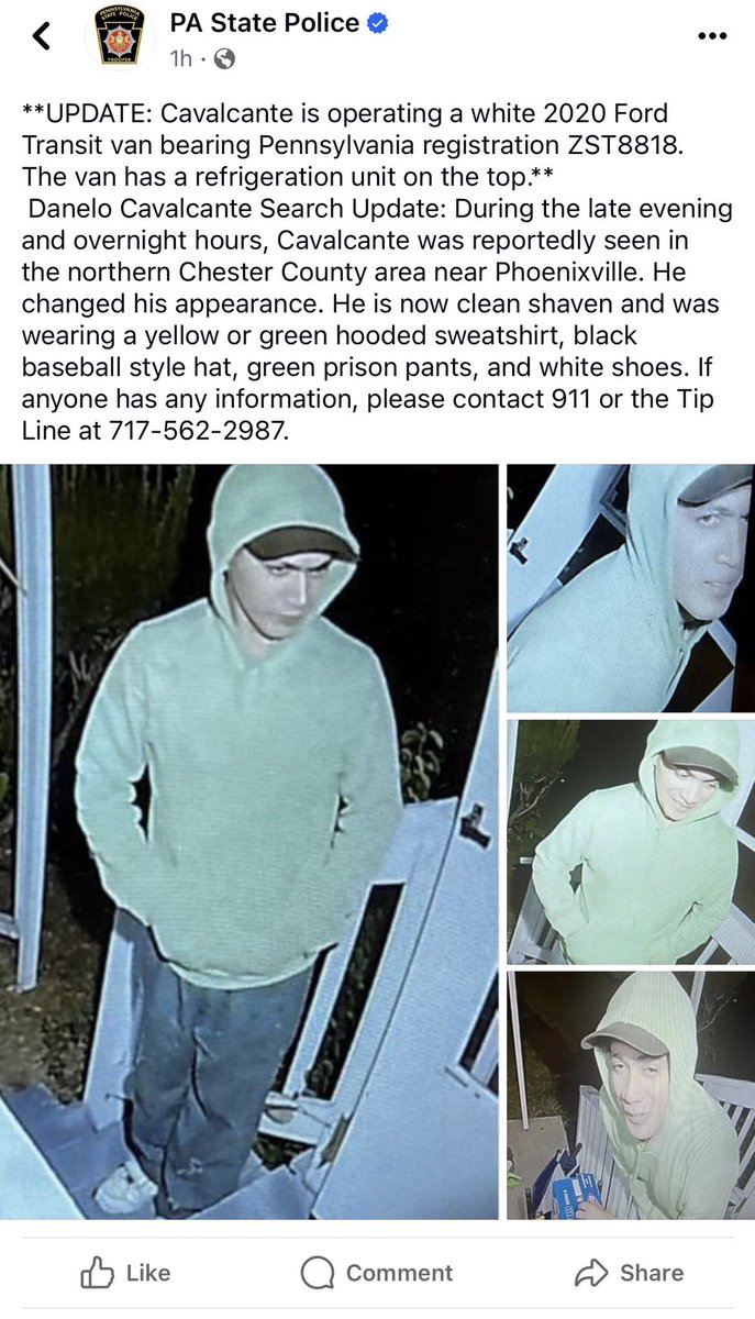 dark_hive's tweet image. Cavalcante is operating a 2020 White Ford Transit van bearing Pennsylvania registration ZST-8818. The van has a refrigeration unit on the top. Contact law enforcement if seen. 
#DaneloCalvacante