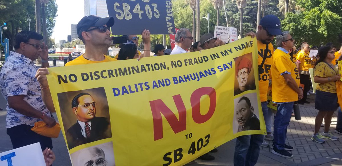 HinduAmerican's tweet photo. We hope you heard us outside in #Sacramento @GavinNewsom.

We hope that you heard the many Dalit voices amongst us @APNADB_NA asking you to #VetoSB403.

@aishabbwahab tells you SB403 is for them….well, listen to them. They #SayNoToSB403 #NotInMyName https://t.co/GlhYFShxOi