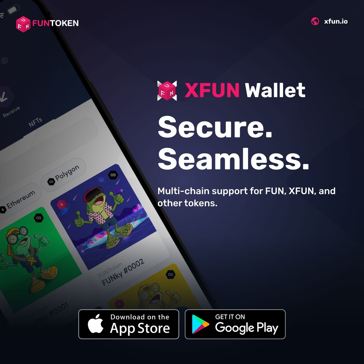 FUNtoken_io's tweet photo. π± Navigate the iGaming universe with XFUN Wallet. Multi-chain support for FUN, XFUN, and other tokens. Dive in at https://t.co/c3v6pxNfJo #iGamingWallet #SecureSwaps https://t.co/hzQbpCLZFI