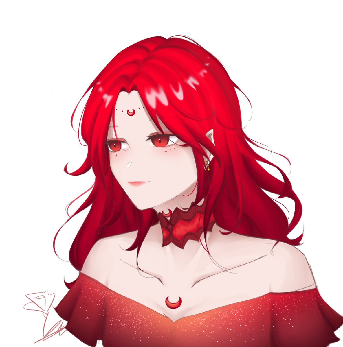 - Queen Rosary 🌙🌹
- Title, "Daughter of the Crimson Moon"

"No one knew her past, where she came from, or who she is. All they knew that she wield a strong and powerful magic. She gave life to the weak, gave us hope. And finally we made her The Queen." 
#art #ocs #vio_ocs