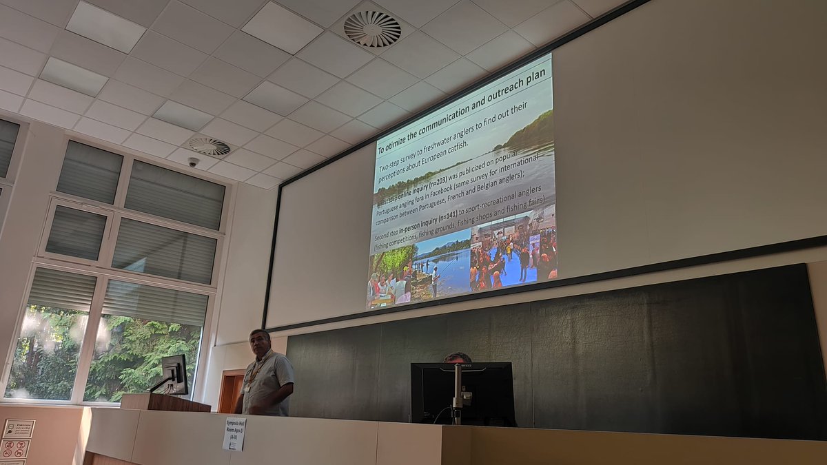 FishInvasionLab's tweet image. Great talk by João Gago from #ESAS @IPSantarem giving the first #MEGAPREDATOR  results of the anglers perceptions about the European catfish invasion in Portugal. This information is essential to develop a Communication strategy for anglers @MARE_centre #eci2023