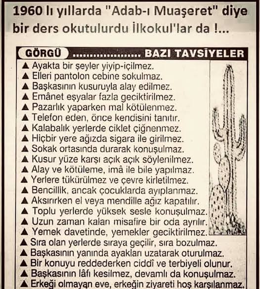 #ToplumsalAhlak bu kuralları okullarda ders olarak vermedigimiz sürece ahlâklı bir toplum yetiştiremeyiz. Çocuklara bir meslek hedefi göstermeden önce insan olmayı hedeflemelerini sağlamalıyız