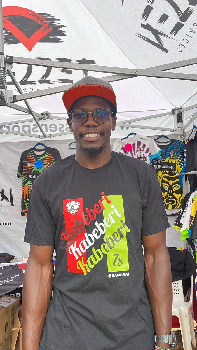 Our #TesseSports Ambassador Vincent Onyala wearing the Hydrotech Hoodie & the Comfort Fit Tee which are among the #Kabeberi7s Official Merchandise range. Have you passed by our stand and gotten yourself something? #OnlyFromTessen #LooksBetterLastsLonger