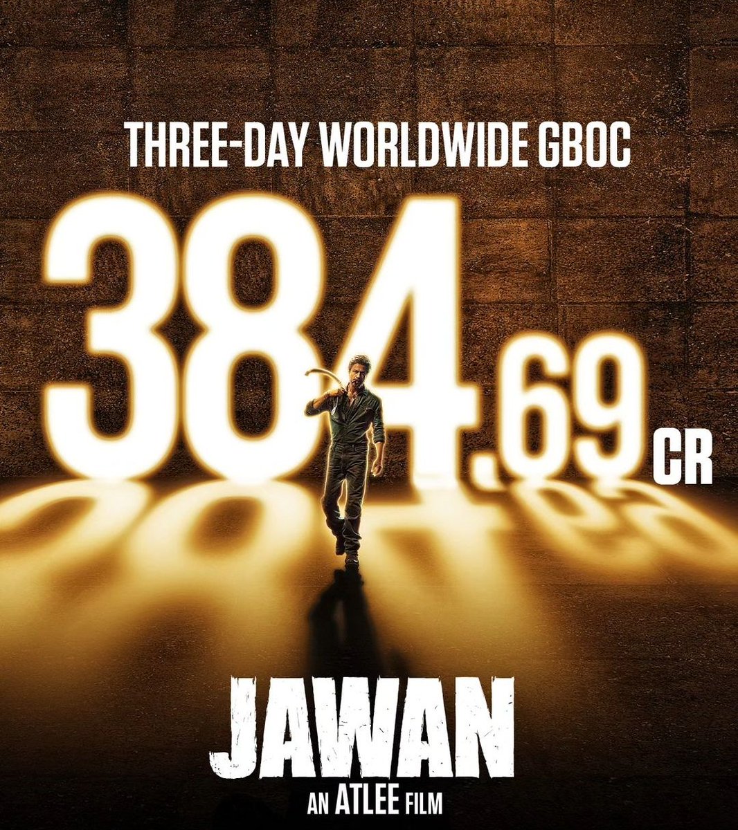 #Followme 
#jawan Three day worldwide Collection 😳
384.69 CR 
Power of <a href="/iamsrk/">Shah Rukh Khan</a> 
#SRK #ShahRukhKhan #UPDATE #BoxOffice #JawanReview #JawanBoxOfficecollection #INDvsPAK #trading #bollywood