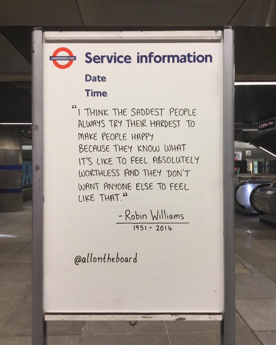 allontheboard's tweet photo. “I think the saddest people always try their hardest to make people happy because they know what it’s like to feel absolutely worthless and they don’t want anyone else to feel like that” - Robin Williams (1951-2014) 

#RobinWilliams https://t.co/2W8hgGwSkX