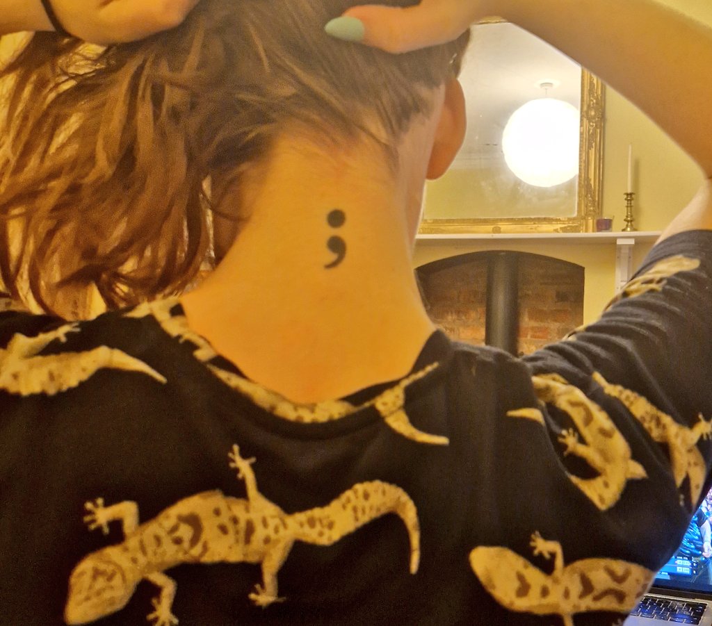 #WSPD
A semi-colon is used when an author could've ended a sentence but continued. The author is me, the sentence is my life. Glad I survived after years of darkness and hopelessness. Those thoughts still return but they no longer control me.

You're worthy and you're important❤️